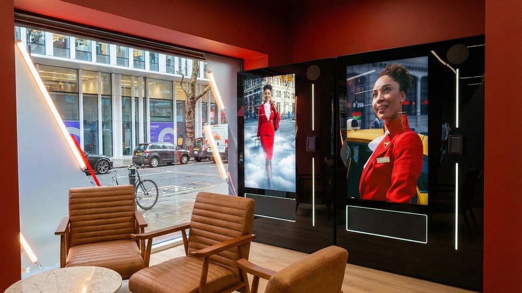 Bright.Blue connected retail displays inside a premium venue lounge